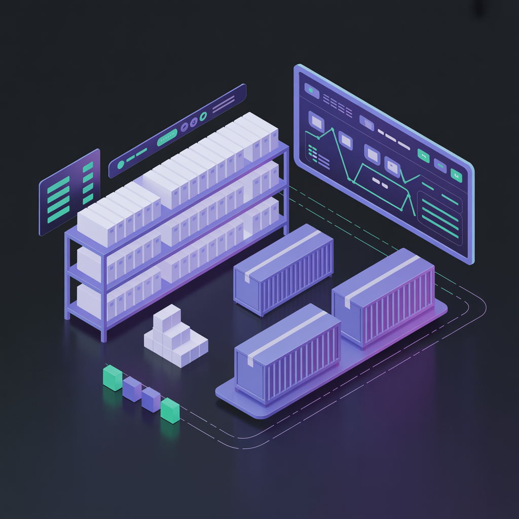 Inventory optimization dashboard showing real-time stock levels across multiple retail locations with demand forecasting charts